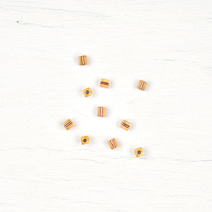 Pack of Miyuki Copper Lined Cube Beads - Pale Amber