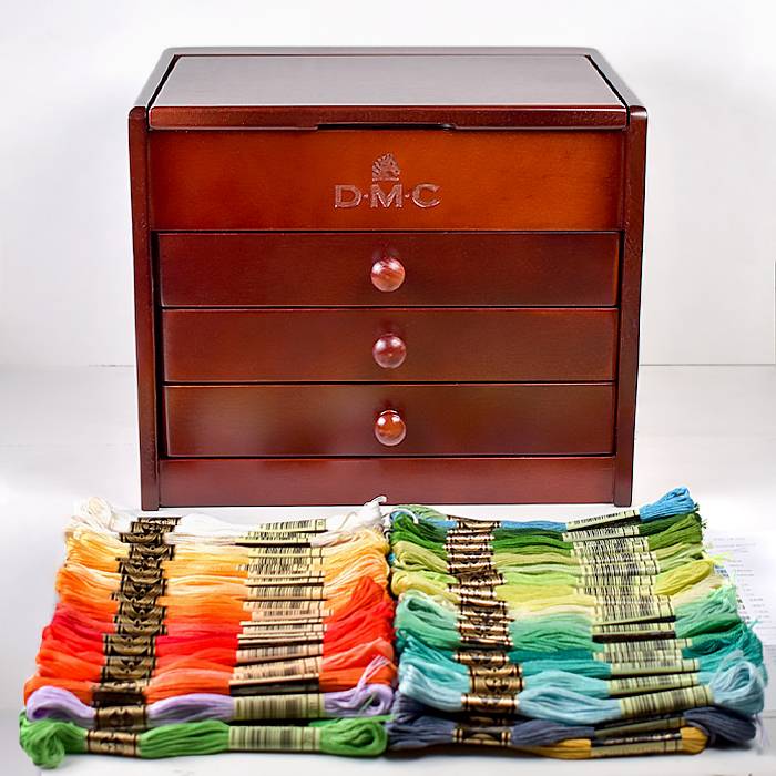 DMC Vintage Wooden Chest with Threads