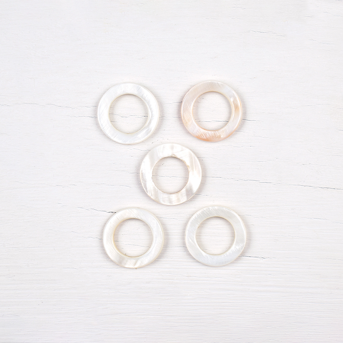 Pack of 5 Mother-of-Pearl Thread Rings - 25mm Ring